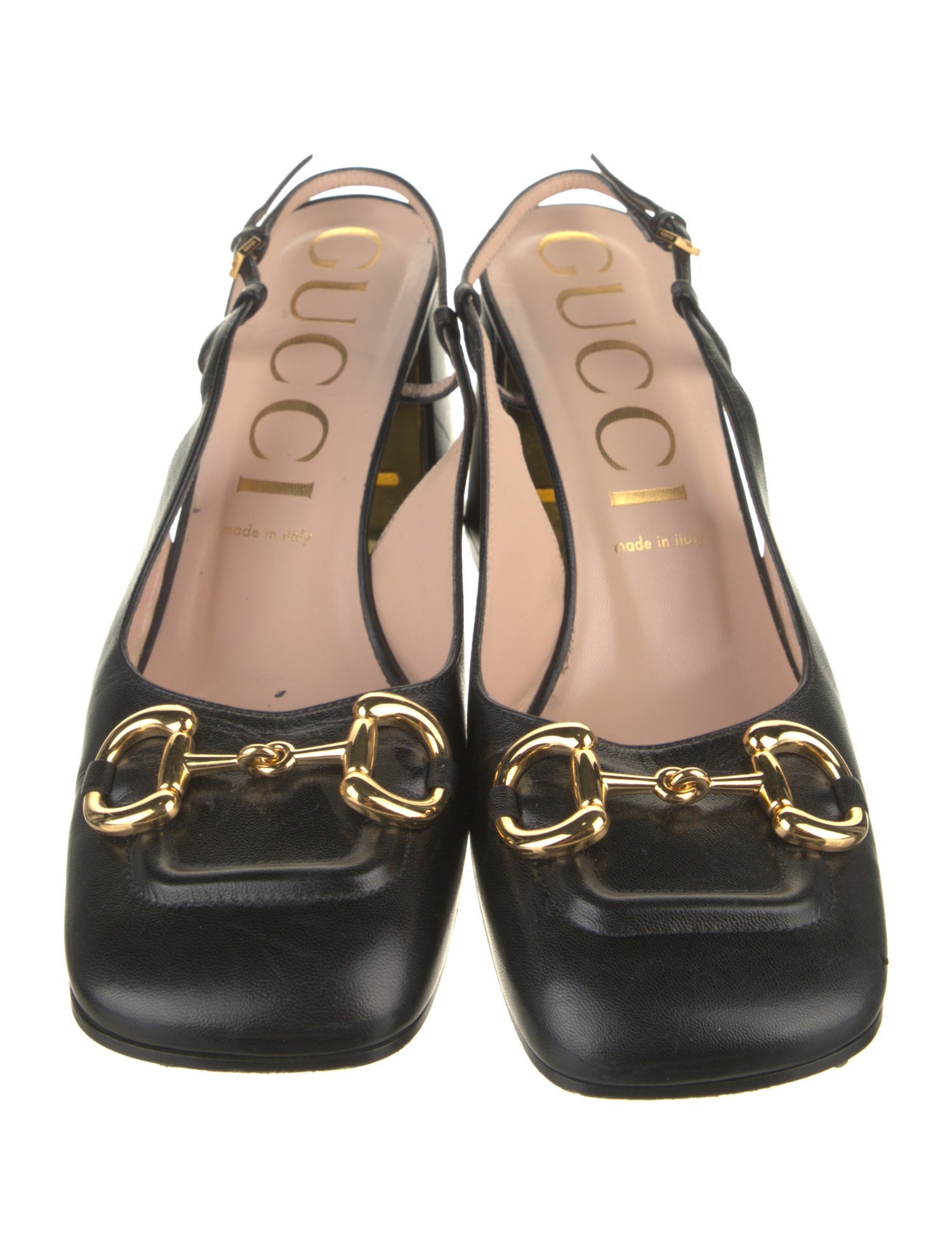 Gucci Horsebit Accent Leather Slingback Pumps